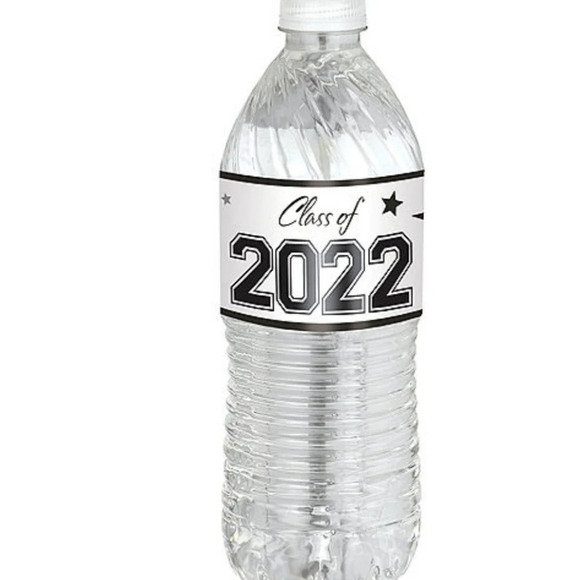 2022 Graduation Water Bottle Labels  Black & White 24ct - Picture 1 of 3